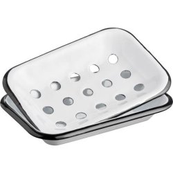 S�besk�l i 2 dele emalje hvid/sort