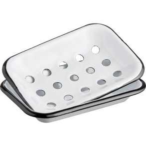 S�besk�l i 2 dele emalje hvid/sort