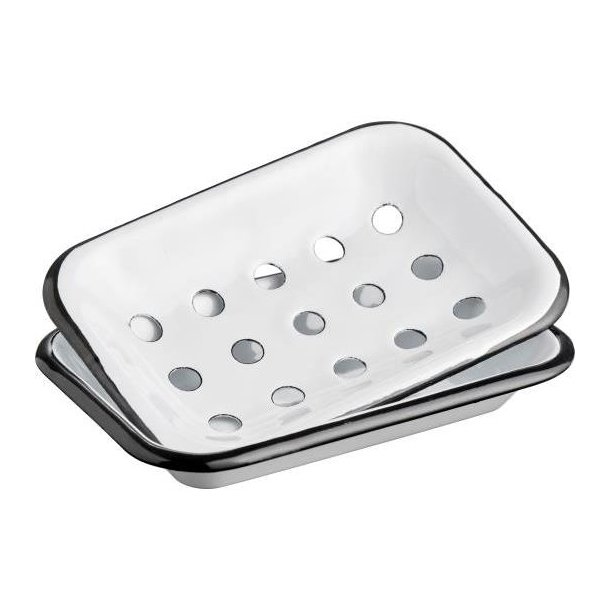 S�besk�l i 2 dele emalje hvid/sort