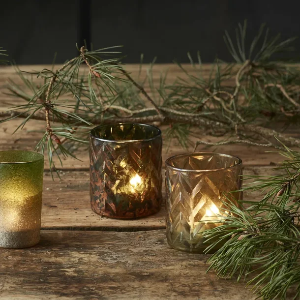 Fyrfadsstage glas rustik