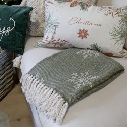 Aix Plaid af overskudsgarn m. iskrystaller Oliven