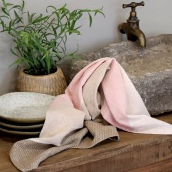 Aix Viskestykke m. striber - rosa og latte