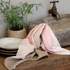 Aix Viskestykke m. striber - rosa og latte