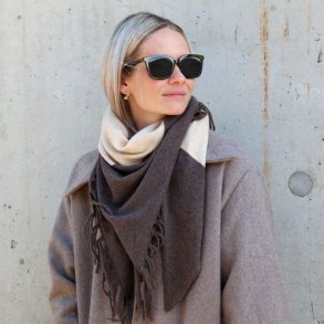 T�rkl�de i Cashmere m. frynser - coffee/creme