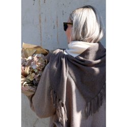 T�rkl�de i Cashmere m. frynser - coffee/creme