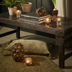 Fyrfadsstage glas lys brun