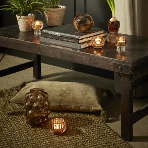 Fyrfadsstage glas lys brun