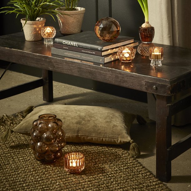 Fyrfadsstage glas lys brun