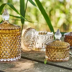 Glas krukke m. l�g - Amber