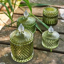 Glas krukke m. l�g - Gr�n