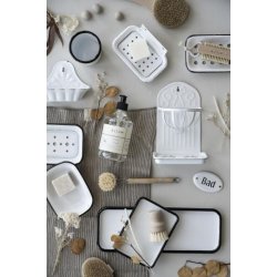 S�besk�l i 2 dele emalje hvid/sort