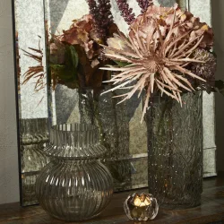 Glasvase m. riller gr�