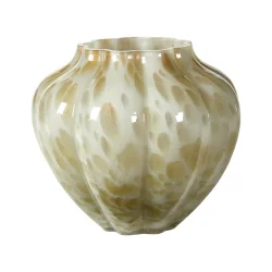 Glasvase m. kobber pletter - lille