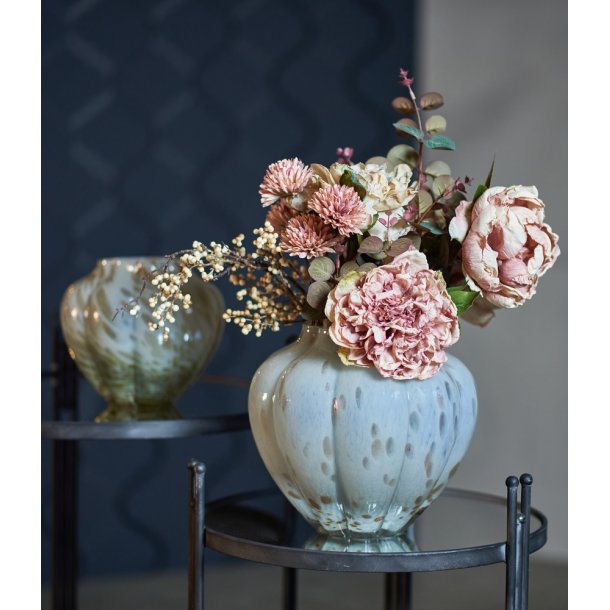 Glasvase m. kobber pletter - stor