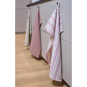 Viskestykke stribet r�d og hvid