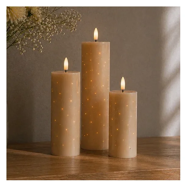 Fiber optisk LED lys box - beige