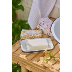 S�besk�l i 2 dele emalje hvid/sort