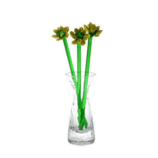 Glasblomst gul/gr�n 16 cm