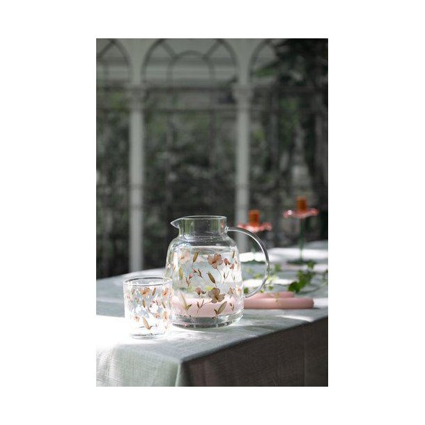 Svea glas m. blomster nude