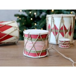 Vintage Tromme m. l�der h�ndlavet - Lille