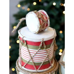 Vintage Tromme m. l�der h�ndlavet - Lille