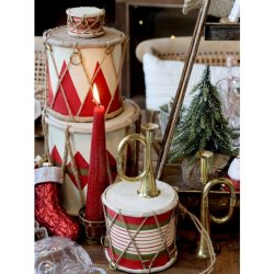 Vintage Tromme m. l�der h�ndlavet - Lille