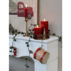 Vintage Tromme m. l�der h�ndlavet - Lille