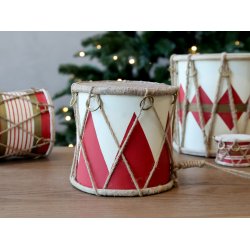 Vintage Tromme m. l�der h�ndlavet - Mellem