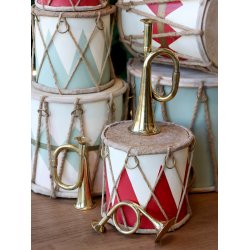 Vintage Tromme m. l�der h�ndlavet - Mellem