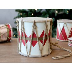 Vintage Tromme m. l�der h�ndlavet - Stor