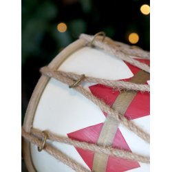 Vintage Tromme m. l�der h�ndlavet - Stor