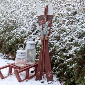 Vintage Ski m. stave til deko