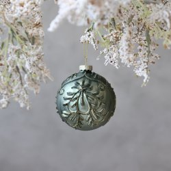 Julekugle gr�n m. glimmer