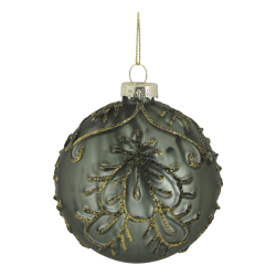 Julekugle gr�n m. glimmer
