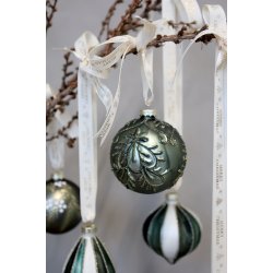 Julekugle gr�n m. glimmer