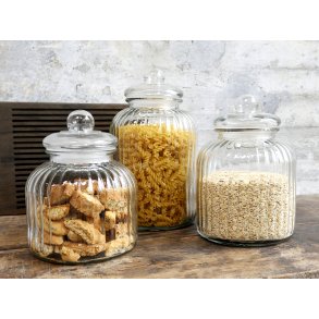 Opbevaringsglas m. riller -Stor