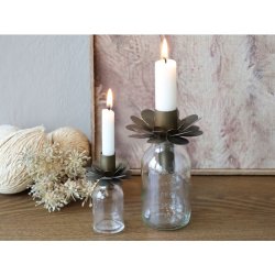 Flaske m. lysholder til kertelys