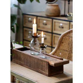 Flaske m. lysholder til kertelys