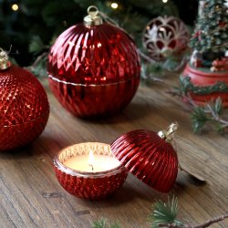 Stearinlys julekugle m. riller