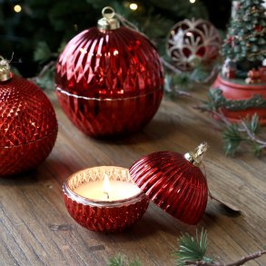 Stearinlys julekugle m. riller