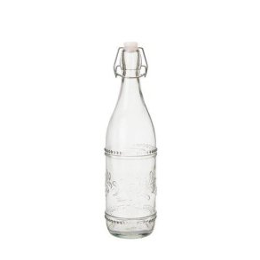 Glasflaske med patentl�g - blomster