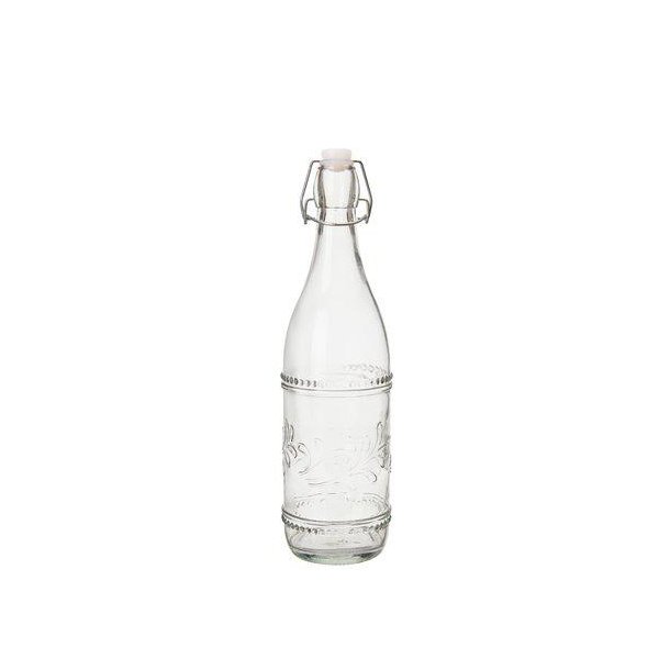 Glasflaske med patentl�g - blomster