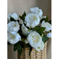 P�on buket hvid 75 cm