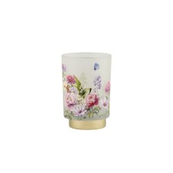 Glas m. LED - blomster og sommerfugl