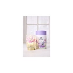 Glas m. LED - blomster laveldel/guld