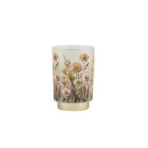 Glas m. LED - blomster nude/gold