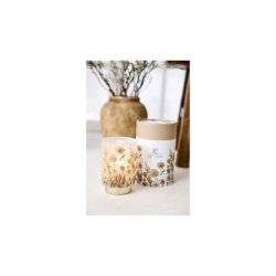 Glas m. LED - blomster nude/gold