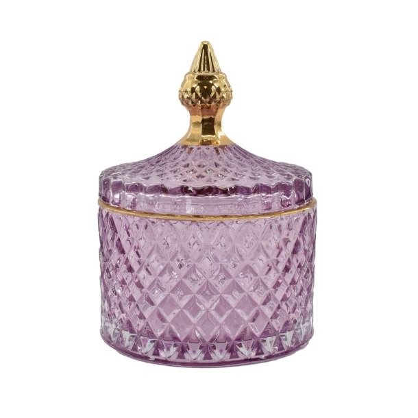 Liva glaskrukke m. l�g lilla - stor