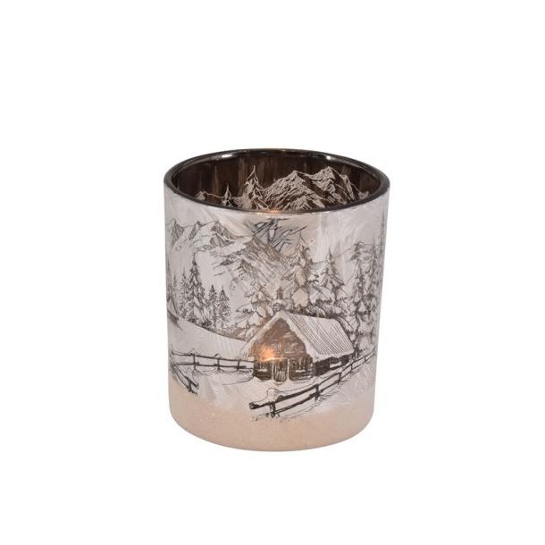 Fyrfadsstage glas hvid