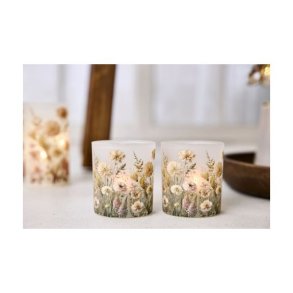 Fyrfadsstage m. blomster nude